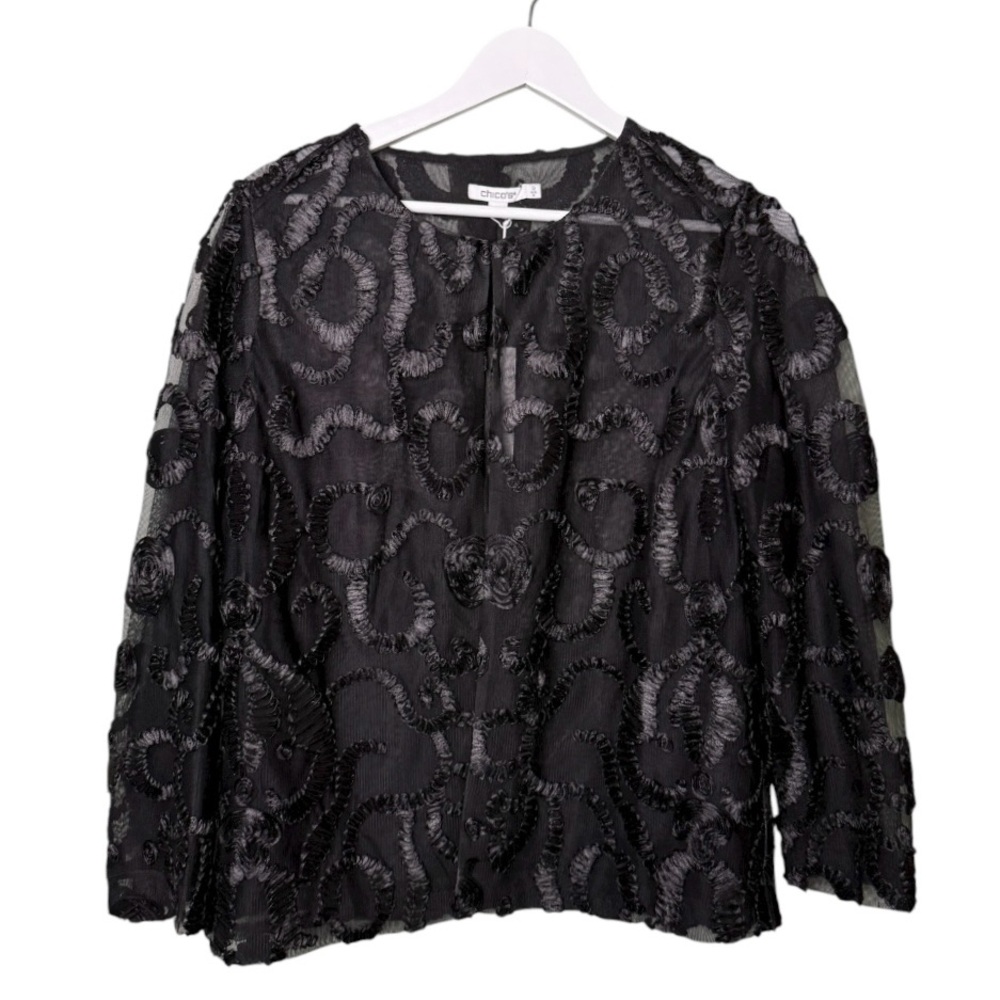 NWT Chico’s Travelers Soutache Jacket in Black Women’s Size‎ Small or 4